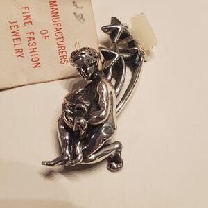 Vintage Tortolani Pin Signed Aquarius NWT Silver Toned Zodiac Pin Brooch Archery